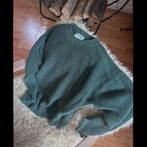 Old Navy Green Crew Neck Sweater with Ribbed Texture